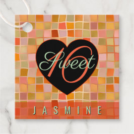 Sweet 16 zwarte hart tiener meisje bedankjes labels