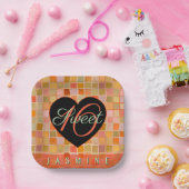 Sweet 16 zwarte hart tiener meisje papieren bordje (Feest)