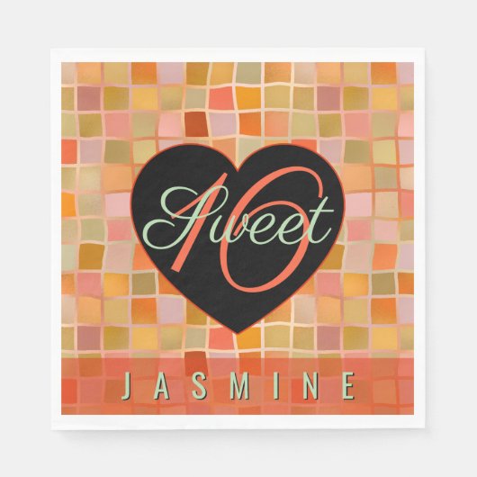 Sweet 16 zwarte hart tiener meisje servet (Voorkant)