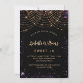 Sweet 16 zwarte paarse goudluxe kaart (Voorkant)
