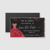 Sweet 16 zwarte rode jurk, behalve de datummagneet (Voorkant / Achterkant)