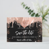 Sweet 16 zwarte roos gouden ballonnen glitter save the date (Staand voorkant)