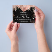 Sweet 16 zwarte roos gouden budget save-the-date flyer (Hand)