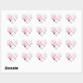 Sweet 16 zwarte, roze, witte stippen hart sticker (Vel)