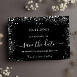 Sweet 16 zwarte zilverglitter, behalve de datum save the date<br><div class="desc">Een meisje en trendy Sparen de kaart van de Datum voor een zoete 16,  16e verjaardagsfeest. Een klassieke zwarte achtergrond met faux zilveren glitterstof. Pas een datum en een naam/leeftijd aan en voeg deze toe. De tekst: Sparen de Datum wordt geschreven met een groot trendy hand lettered stijlmanuscript.</div>