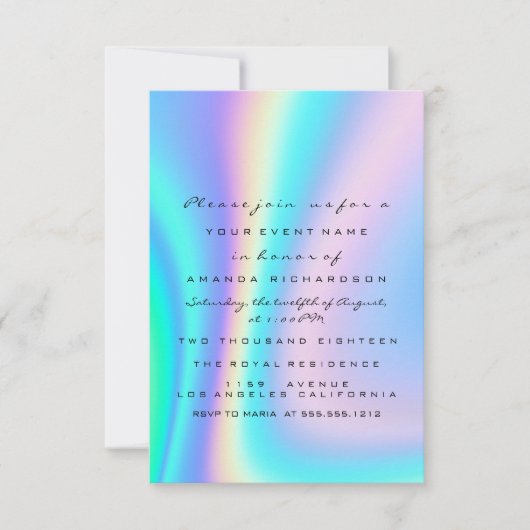 Sweet 16de Vrijgezellenfeest Holograaf Ombre Blue Kaart (Voorkant)