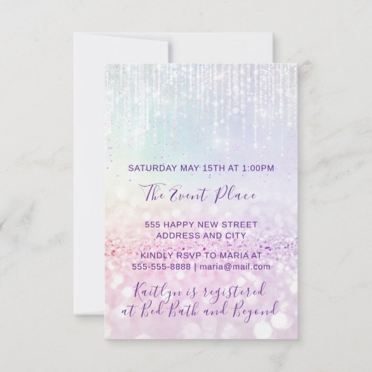 Sweet 16e 15e Quinceanera Bridal Pastel Strings Kaart (Achterkant)