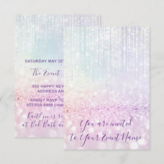 Sweet 16e 15e Quinceanera Bridal Pastel Strings Kaart (Voorkant / Achterkant)