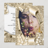 Sweet 16e 15e Vrijgezellenfeest 3D Gold Glitter Kaart (Voorkant / Achterkant)