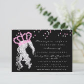 Sweet 16e kroonprinses Confetti zwart roze grijs Kaart (Staand voorkant)