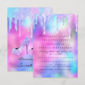 Sweet 16th 15th Drips Holographic Pink High Heels Kaart (Voorkant / Achterkant)