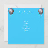 Sweet 16th Aqua Silver Ballon Birthday Party Kaart (Achterkant)