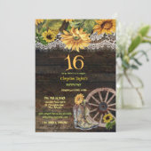 Sweet 16th Birthday Barn Wood Sunflower Invi Kaart (Staand voorkant)