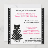 Sweet 16th Birthday Black PINK Large Photo Kaart (Achterkant)