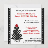 Sweet 16th Birthday Black Red Large Photo Kaart (Achterkant)