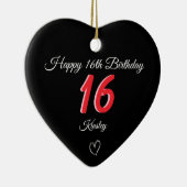 sweet 16th Birthday Black Shadow Monogram Keramisch Ornament (Rechts)