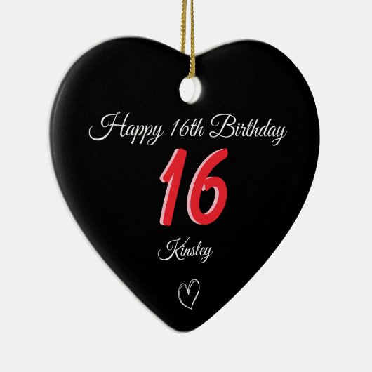sweet 16th Birthday Black Shadow Monogram Keramisch Ornament (Rechts)
