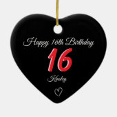 sweet 16th Birthday Black Shadow Monogram Keramisch Ornament (Achterkant)