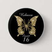 Sweet 16th Birthday Butterfly Personalized Ronde Button 5,7 Cm (Voorkant)