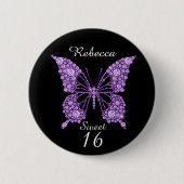 Sweet 16th Birthday Butterfly Personalized Ronde Button 5,7 Cm (Voorkant)