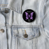 Sweet 16th Birthday Butterfly Personalized Ronde Button 5,7 Cm (In situ)