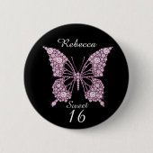 Sweet 16th Birthday Butterfly Personalized Ronde Button 5,7 Cm (Voorkant)