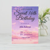 Sweet 16th Birthday Card Invitation Kaart (Staand voorkant)
