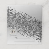 Sweet 16th Birthday Party Black Glitter Plaatskaartje (Buitenkant ongevouwen)