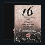 Sweet 16th Birthday Party Black & Roos Gold Theme Kaart<br><div class="desc">Ik hoop dat je geniet van deze geweldige uitnodiging van de Birthday Party met deze Sweet 16th Birthday Party met Black en Roos Gold Marble erop. U kunt ALLE PERSOONLIJKE INFORMATIE op de Uitnodiging van de Partij van de Geboortedag veranderen om aan uw behoeften te voldoen. Geniet van https://www.zazzle.com/store/artzdizigns</div>