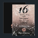 Sweet 16th Birthday Party Black & Roos Gold Theme Kaart<br><div class="desc">Ik hoop dat je geniet van deze geweldige uitnodiging van de Birthday Party met deze Sweet 16th Birthday Party met Black en Roos Gold Marble erop. U kunt ALLE PERSOONLIJKE INFORMATIE op de Uitnodiging van de Partij van de Geboortedag veranderen om aan uw behoeften te voldoen. Geniet van https://www.zazzle.com/store/artzdizigns</div>