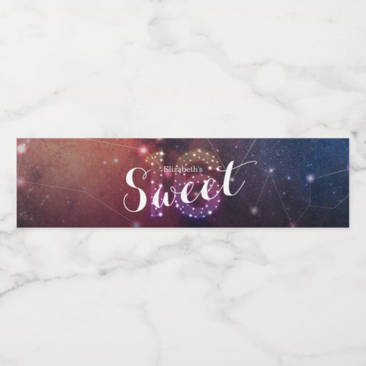 Sweet 16th Birthday Party Chic Star Constellations Waterfles Etiket (Enkel label)