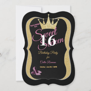 Sweet 16th Birthday Party Pink Stiletto's Kaart