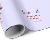 Sweet 16th birthday purple pastel mauve retro name cadeaupapier (Rol Hoek)