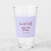Sweet 16th birthday purple pastel mauve retro name glas (Achterkant)