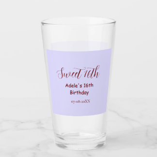 Sweet 16th birthday purple pastel mauve retro name glas
