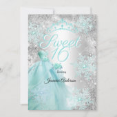 Sweet 16th Birthday teal Silver Winter wonderland Kaart (Voorkant)
