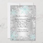 Sweet 16th Birthday teal Silver Winter wonderland Kaart (Achterkant)