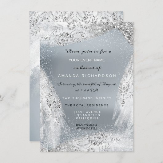 Sweet 16th Bridal Diamond Dress Grey Silver Kaart (Voorkant / Achterkant)