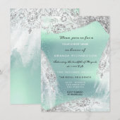 Sweet 16th Bridal Diamond Dress Grey Silver Mint Kaart (Voorkant / Achterkant)