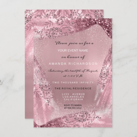 Sweet 16th Bridal Diamond Dress Roos Mauve Peony Kaart (Voorkant / Achterkant)