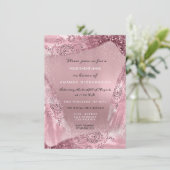 Sweet 16th Bridal Diamond Dress Roos Mauve Peony Kaart (Staand voorkant)