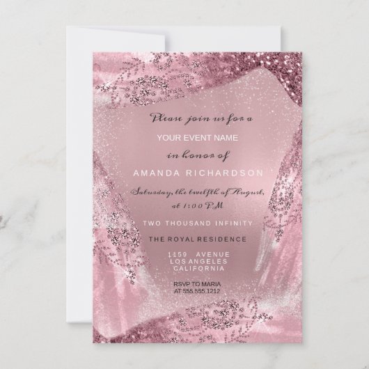 Sweet 16th Bridal Diamond Dress Roos Mauve Peony Kaart (Voorkant)