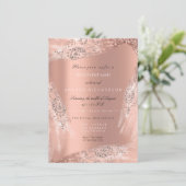 Sweet 16th Bridal Dress Roos Peach Diamond Glitter Kaart (Staand voorkant)