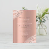 Sweet 16th Bridal Roos Peach Glitter Sparkly Kaart (Staand voorkant)