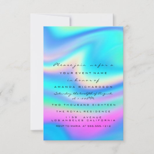 Sweet 16th Bridal Show Holograaf Unicorn Roze gezi Kaart (Voorkant)