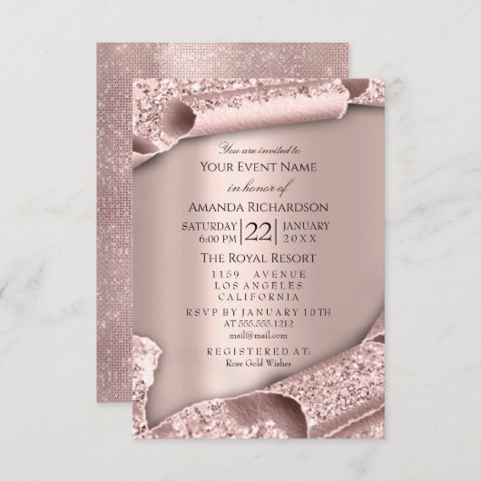 Sweet 16th Bridal Wedding 3D Roos Elegant Kaart (Voorkant / Achterkant)