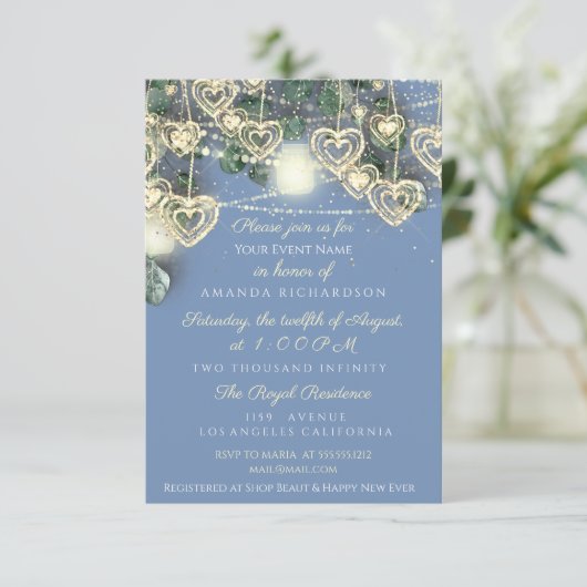 Sweet 16th Bride Rustic Wood Gold Blue Mint Hearts Kaart (Staand voorkant)