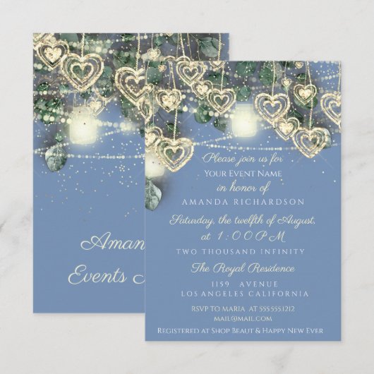 Sweet 16th Bride Rustic Wood Gold Blue Mint Hearts Kaart (Voorkant / Achterkant)