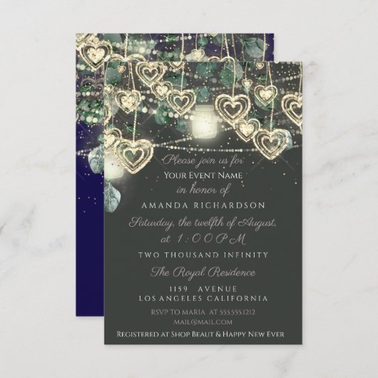 Sweet 16th Bride Rustic Wood Navy Mint Smoky Green Kaart (Voorkant / Achterkant)