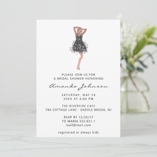 Sweet 16th Bruidsjurk Zwart Glitter Jurk Wit Kaart (Staand voorkant)